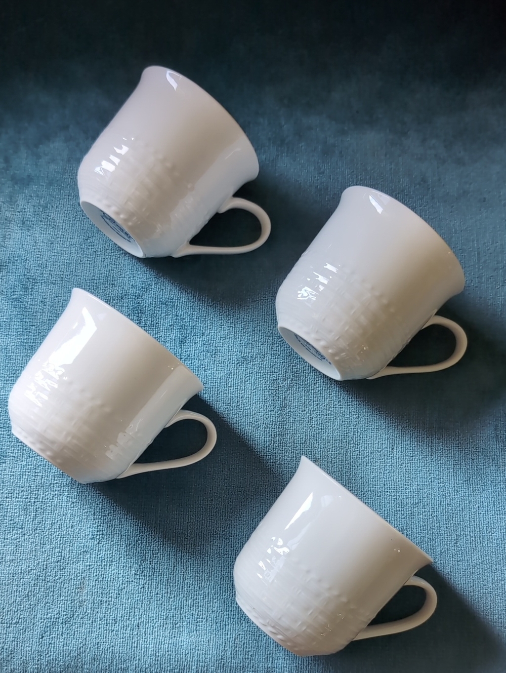 Gibson White Textured Ceramic Mugs - Set of 4